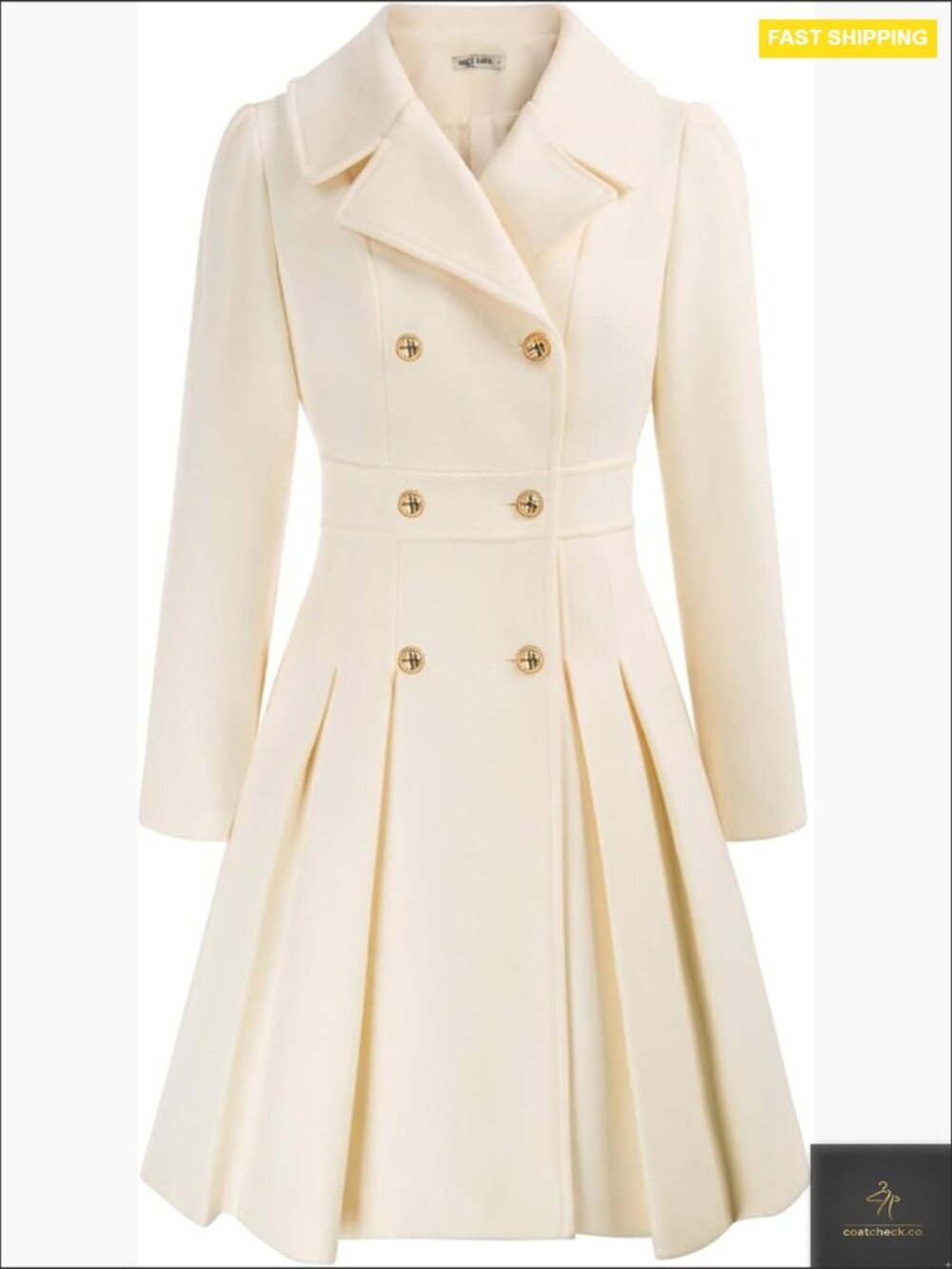 Classic Trench Coat with Belt Notch Lapel Double Breasted A Line Pea Coat